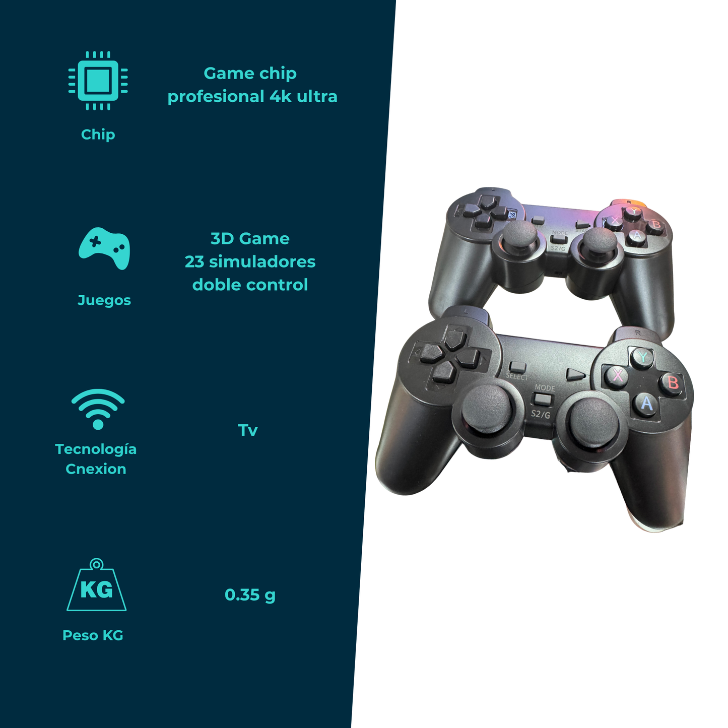 4K Ultra HD Game Stick con 2 Controles Inalámbricos