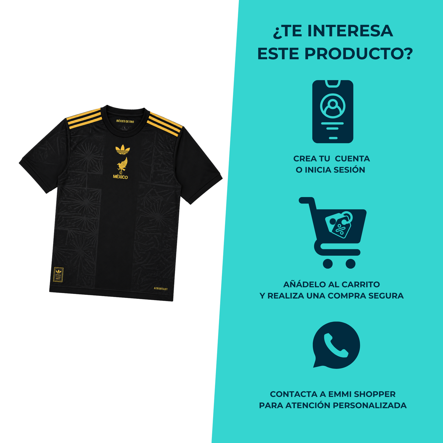 Jersey Playera Selección Mexicana Conmemorativa 2026 Negra con Dorado