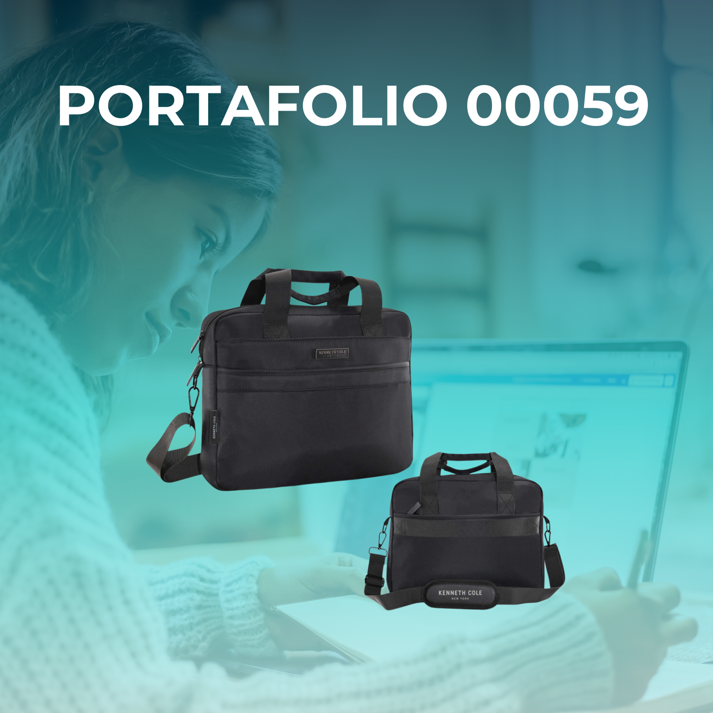 Portafolio Kenneth Cole New York 10L Nylon Resistente con Compartimento Laptop