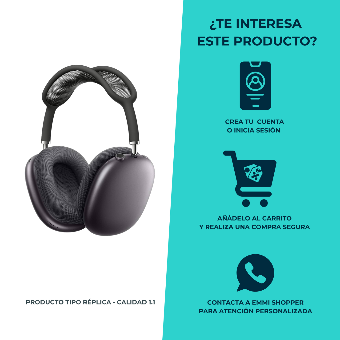 Audífonos Estilo AirPods Max Cancelación de Ruido