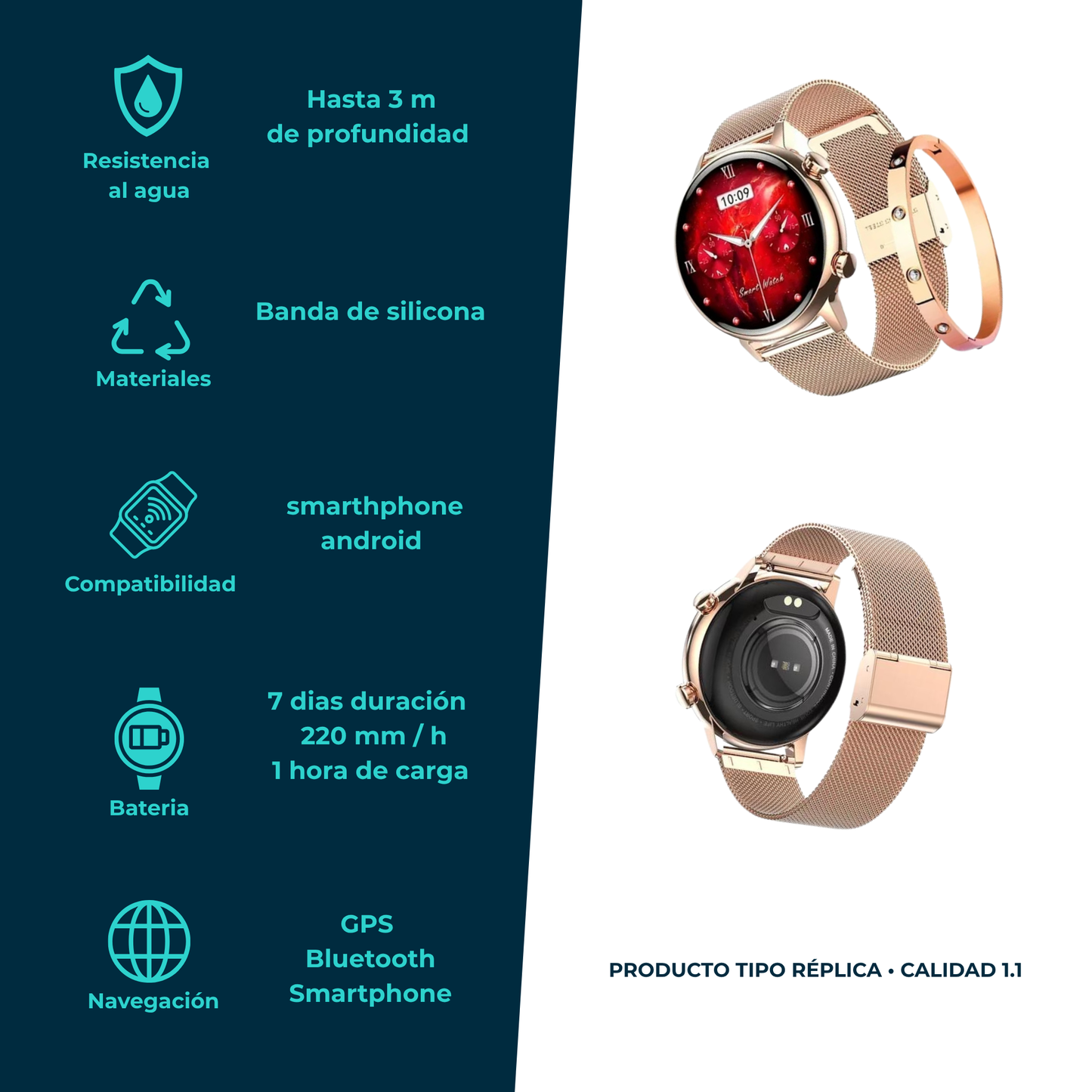 Smartwatch estilo G‑Tide Romance elegante para mujer