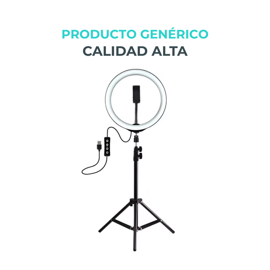 Aro de Luz LED 10” 12” y 14” con Tripié Profesional para Grabación y Streaming