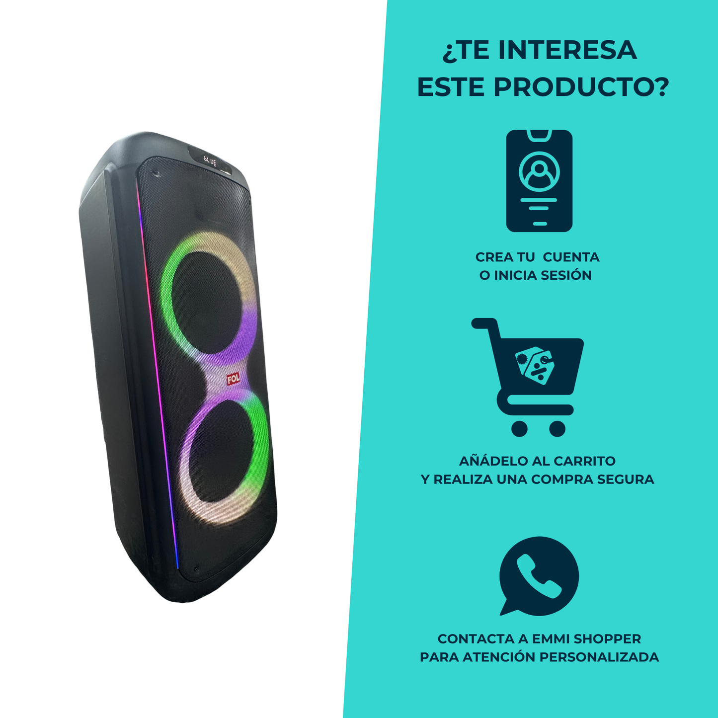 Bocina Torre Profesional con Bluetooth, USB 110W RMS