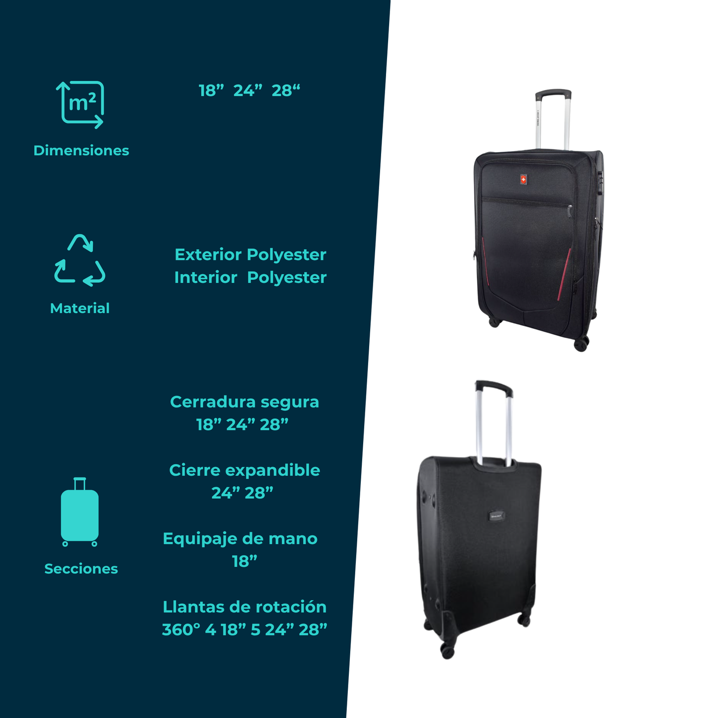 Maleta Suave Royal Swiss Friburgo 360° 18” / 20” / 24” / 28”