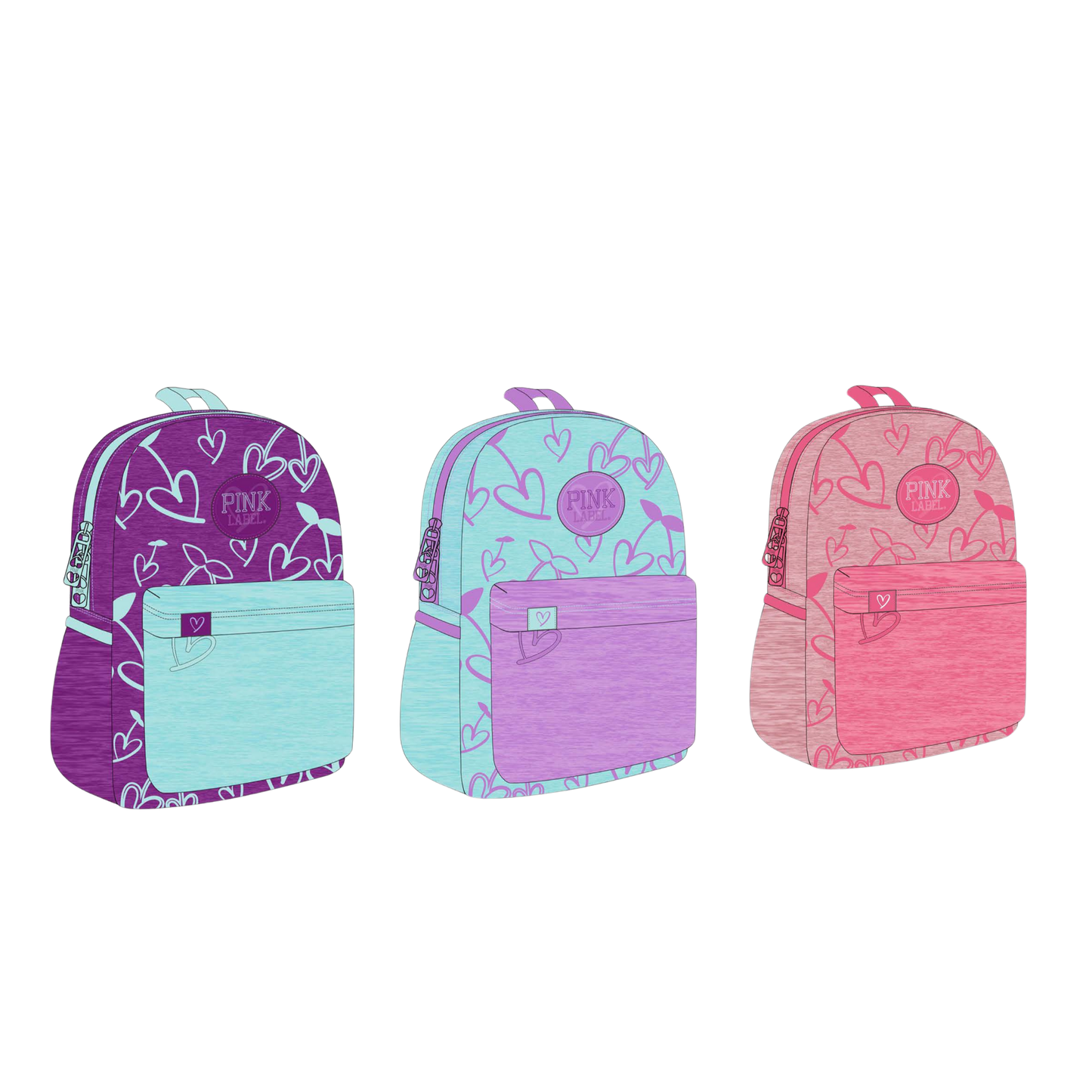Mochila Escolar Pink Label Corazones Menta