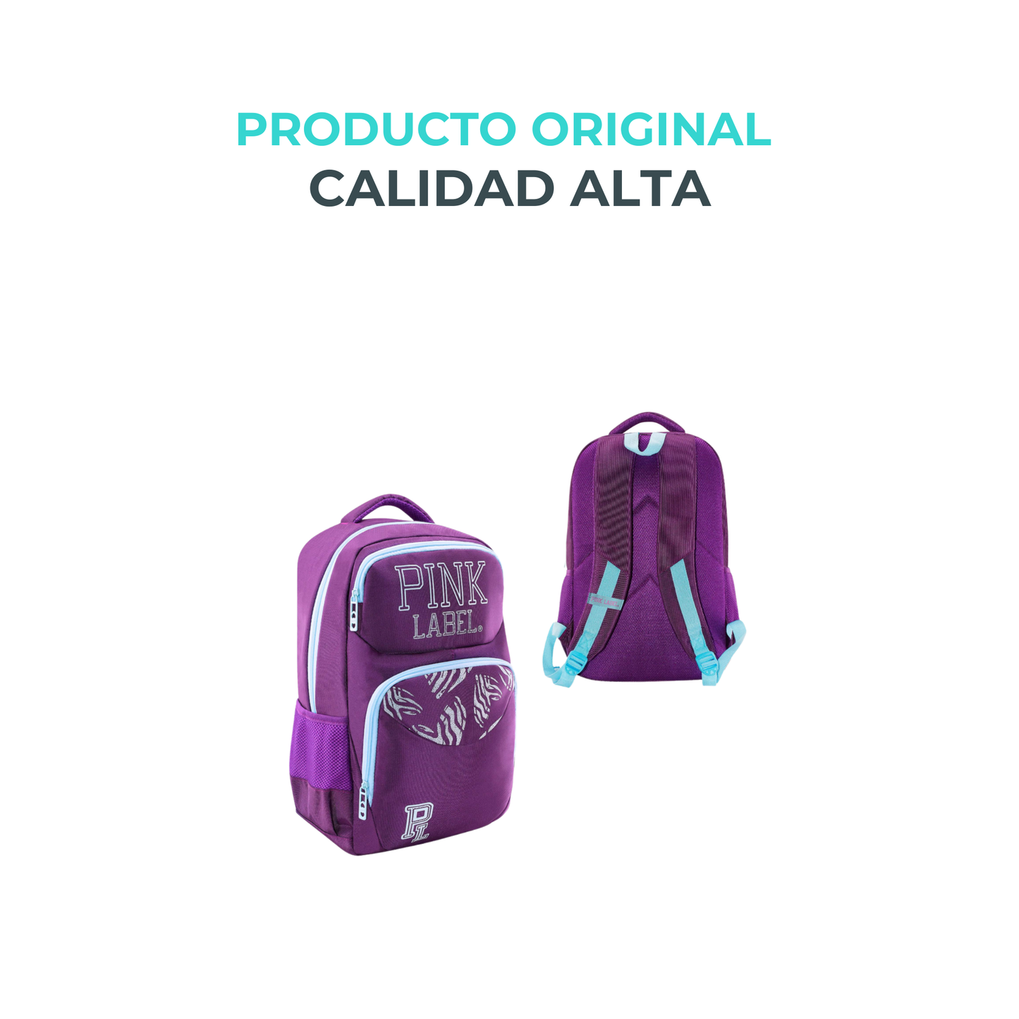 Mochila Escolar Pink Label varios colores con detalles vistosos