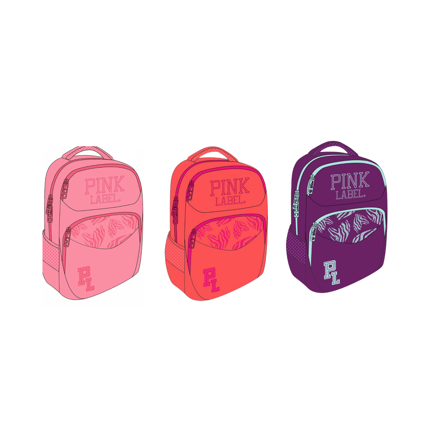 Mochila Escolar Pink Label varios colores con detalles vistosos