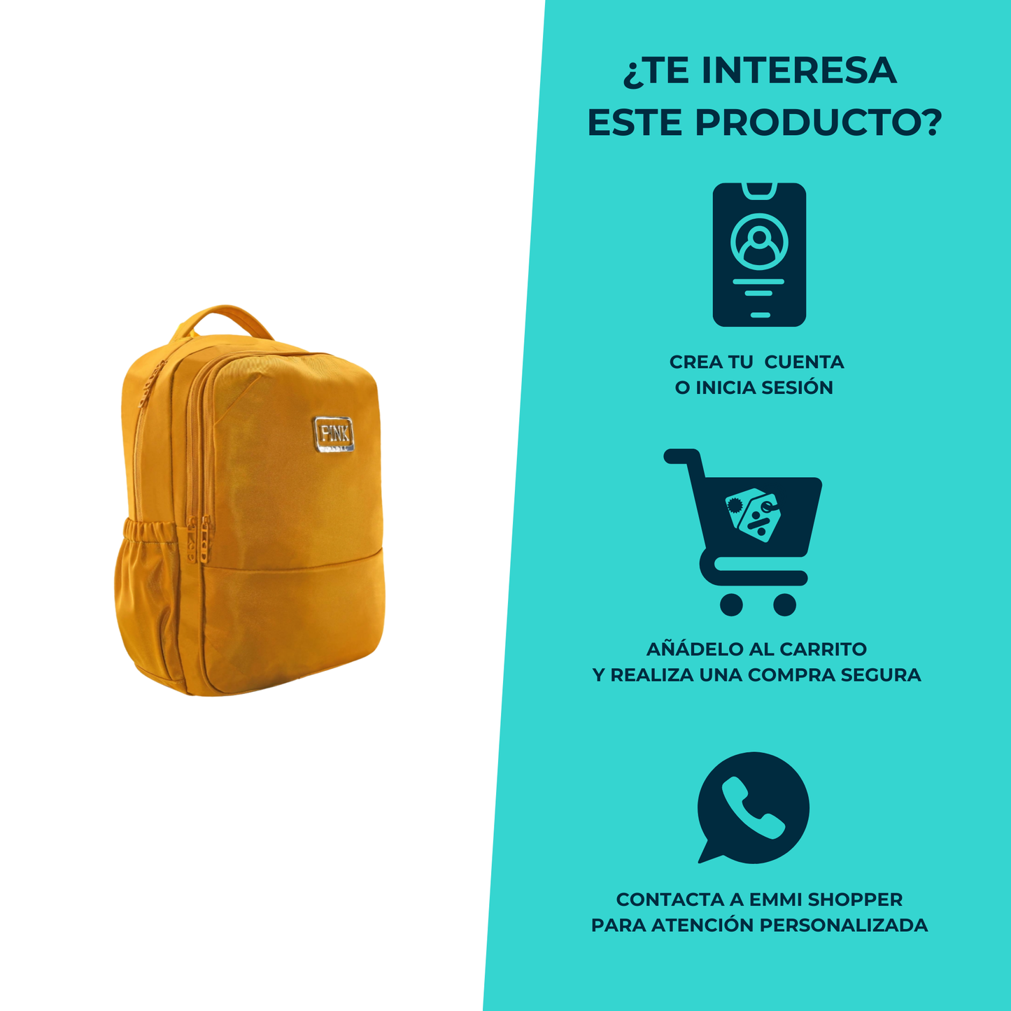 Mochila Original Pink LABEL con Organizador Interno