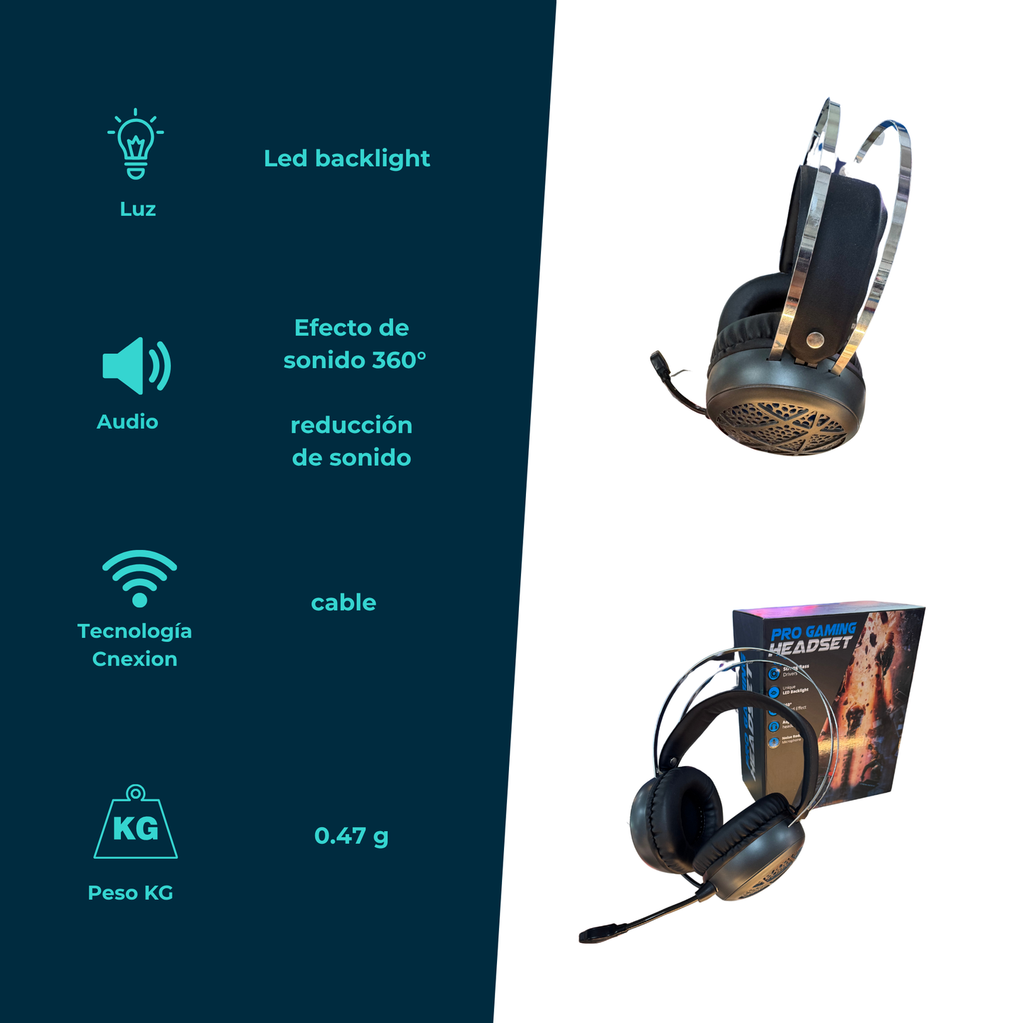 Audífonos Gamer PRO con Micrófono Retráctil y Banda Metálica