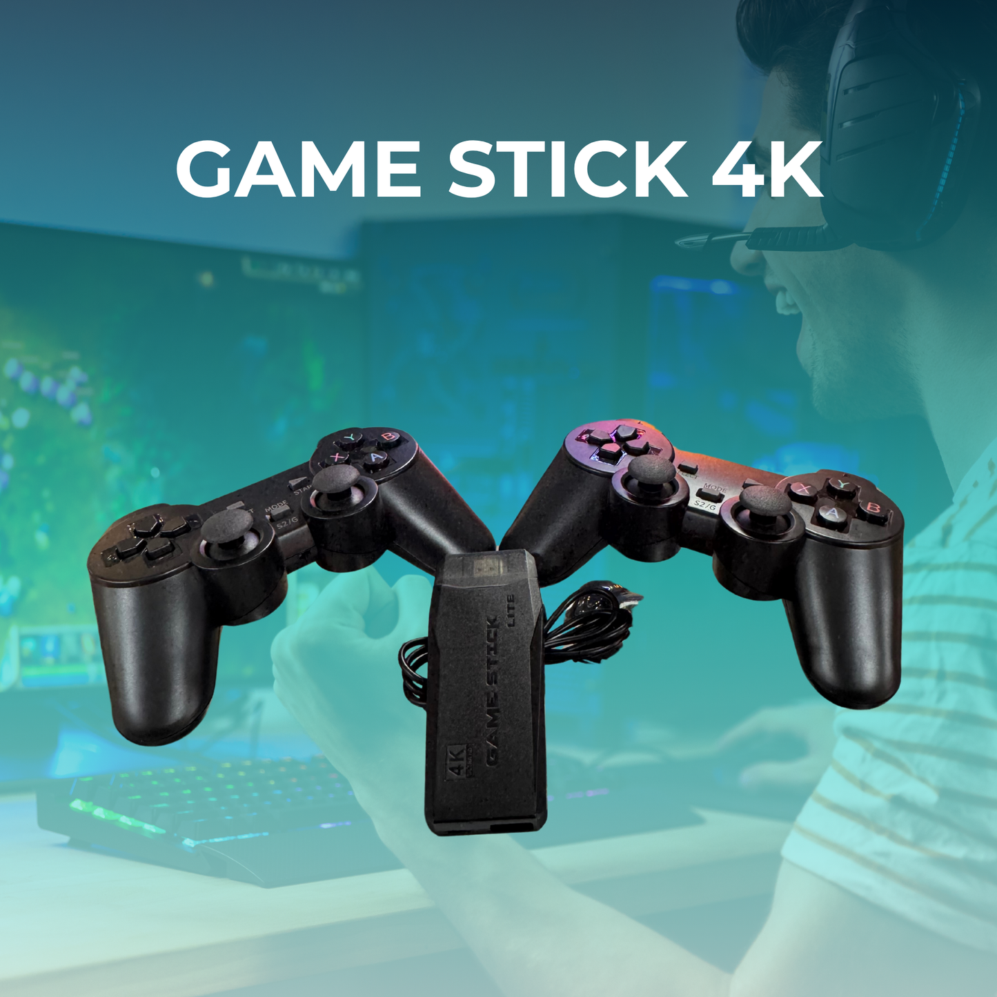 4K Ultra HD Game Stick con 2 Controles Inalámbricos