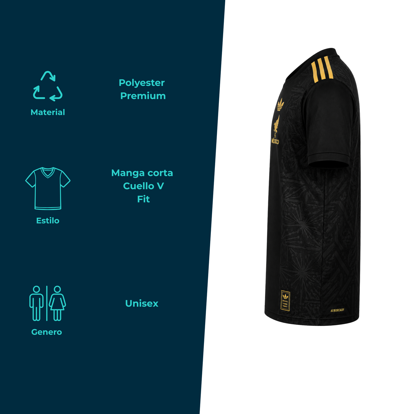 Jersey Playera Selección Mexicana Conmemorativa 2026 Negra con Dorado