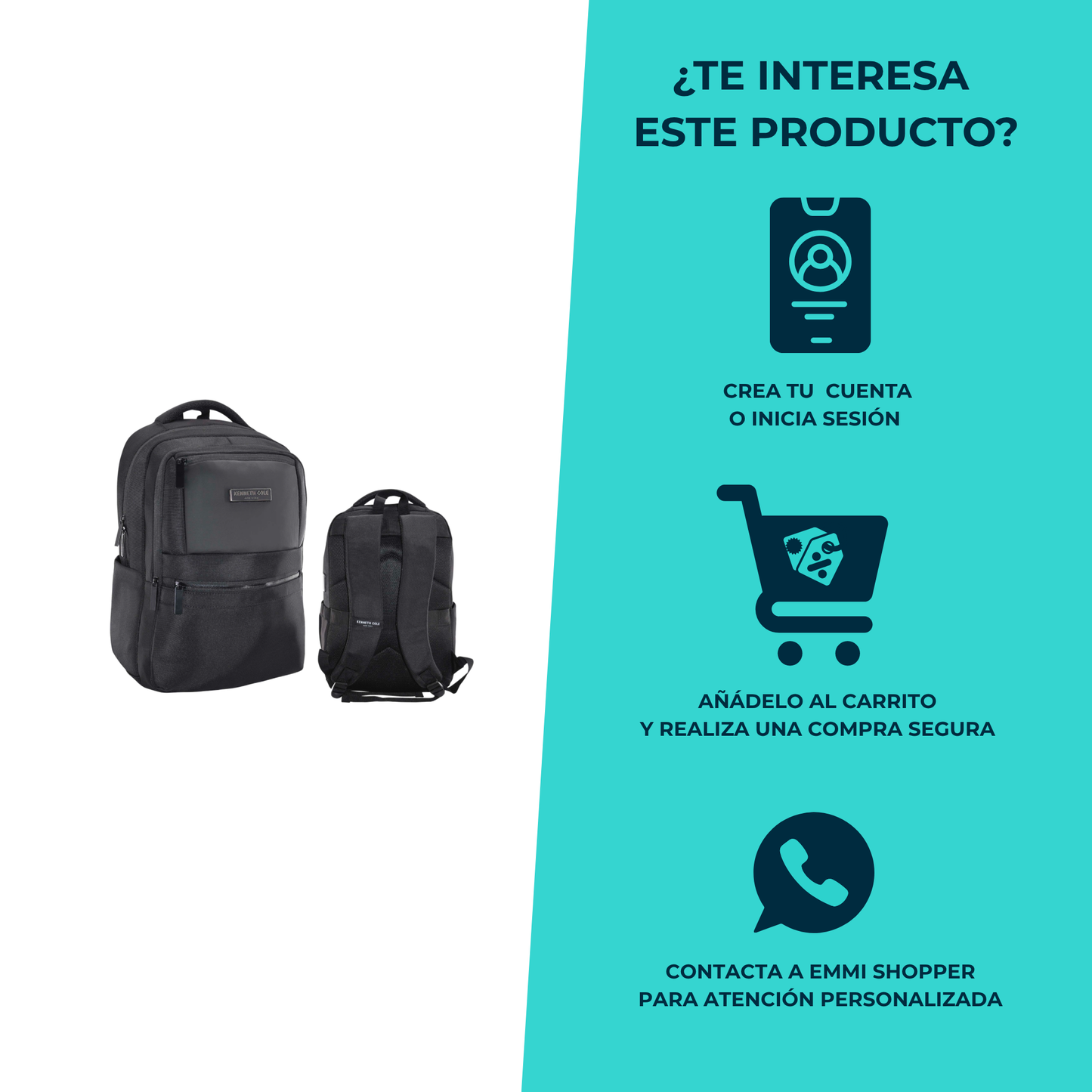 Mochila Kenneth Cole Negra con Puerto USB