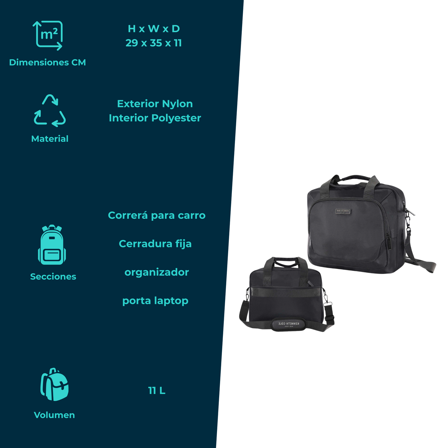 Portafolio para Laptop Kenneth Cole New York 11L Nylon Resistente