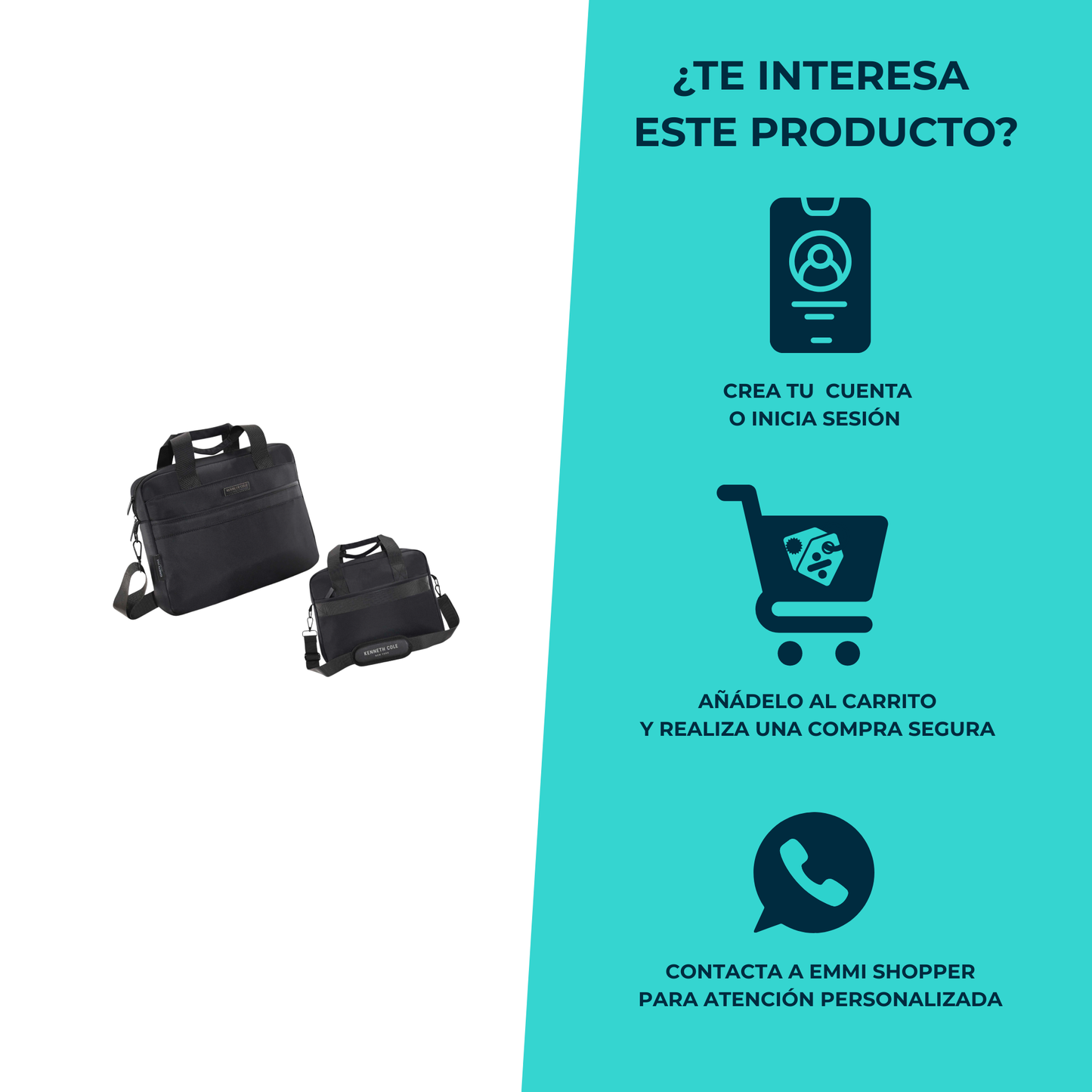 Portafolio Kenneth Cole New York 10L Nylon Resistente con Compartimento Laptop