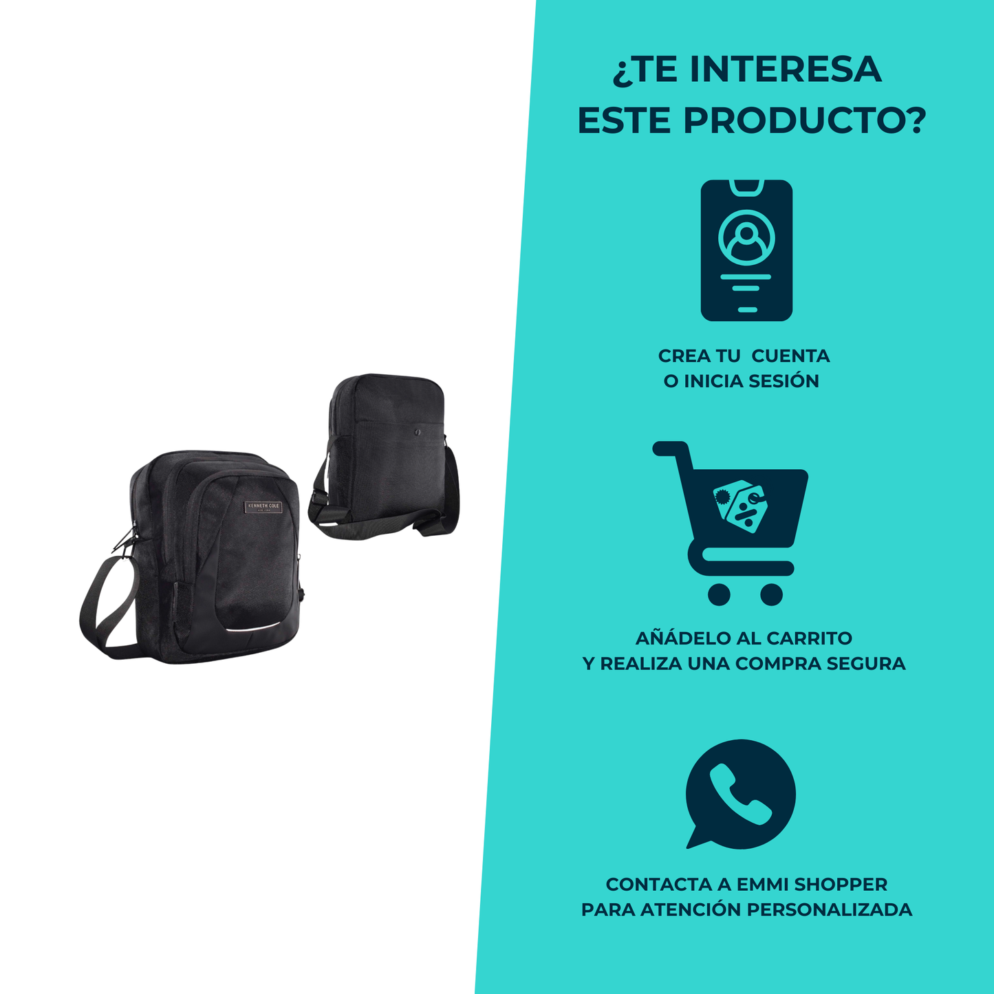 Messenger Bag Kenneth Cole 5L – Poliéster & PVC Resistente con Organizador