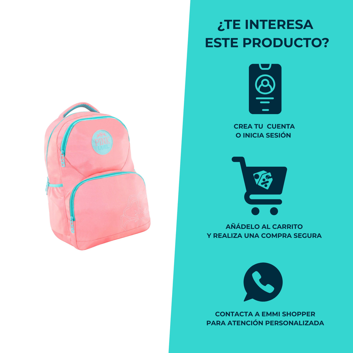 Mochila Escolar para dama Pink Label varios colores