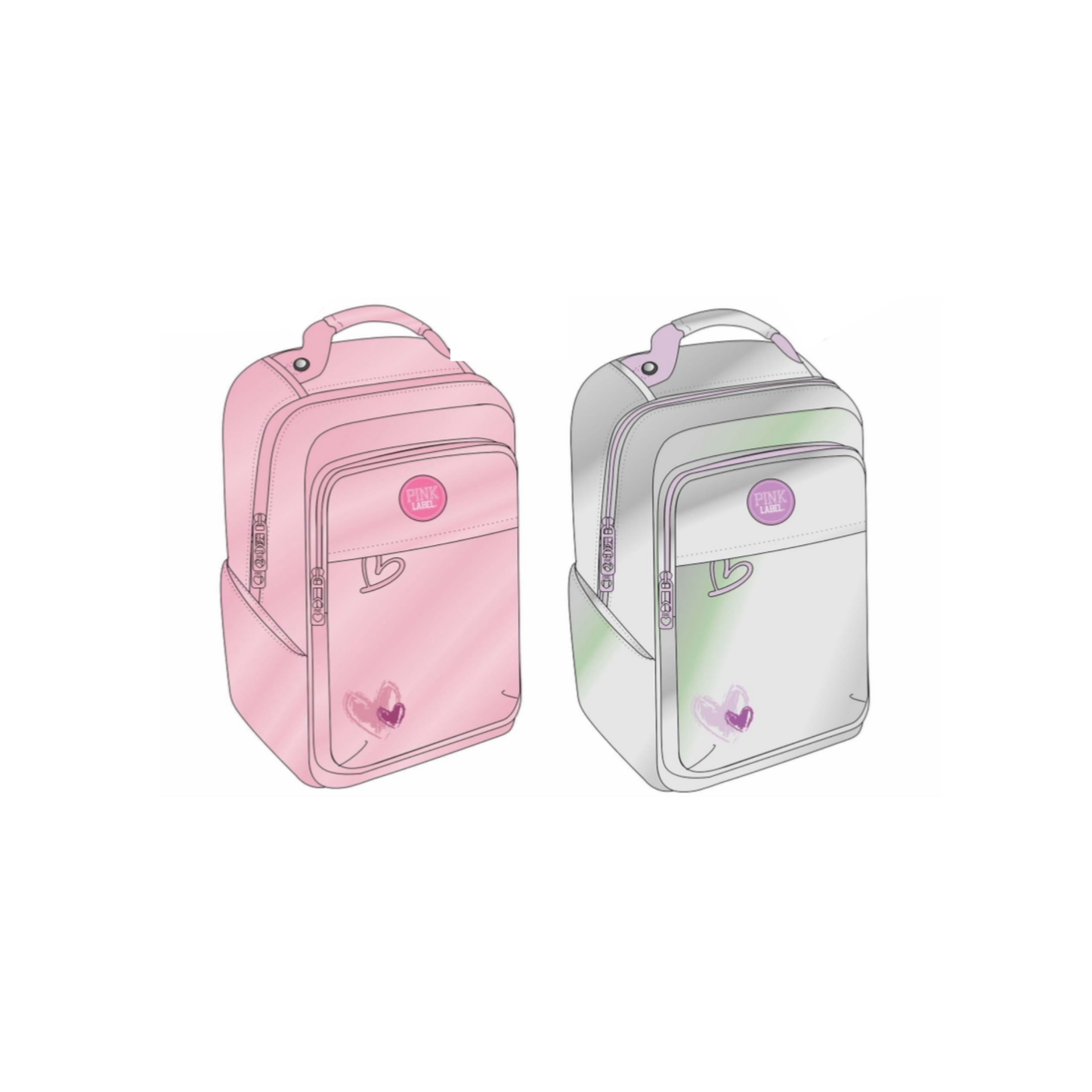 Mochila Original Pink Label color Rosa y Plateado Metálico