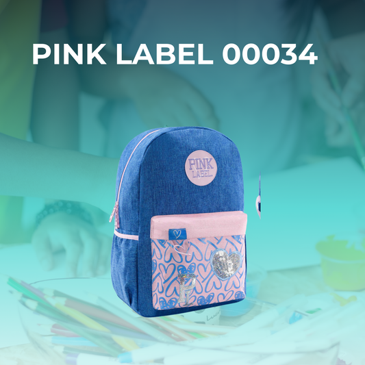 Mochila Original Pink Label varios colores con Corazones y Brillo