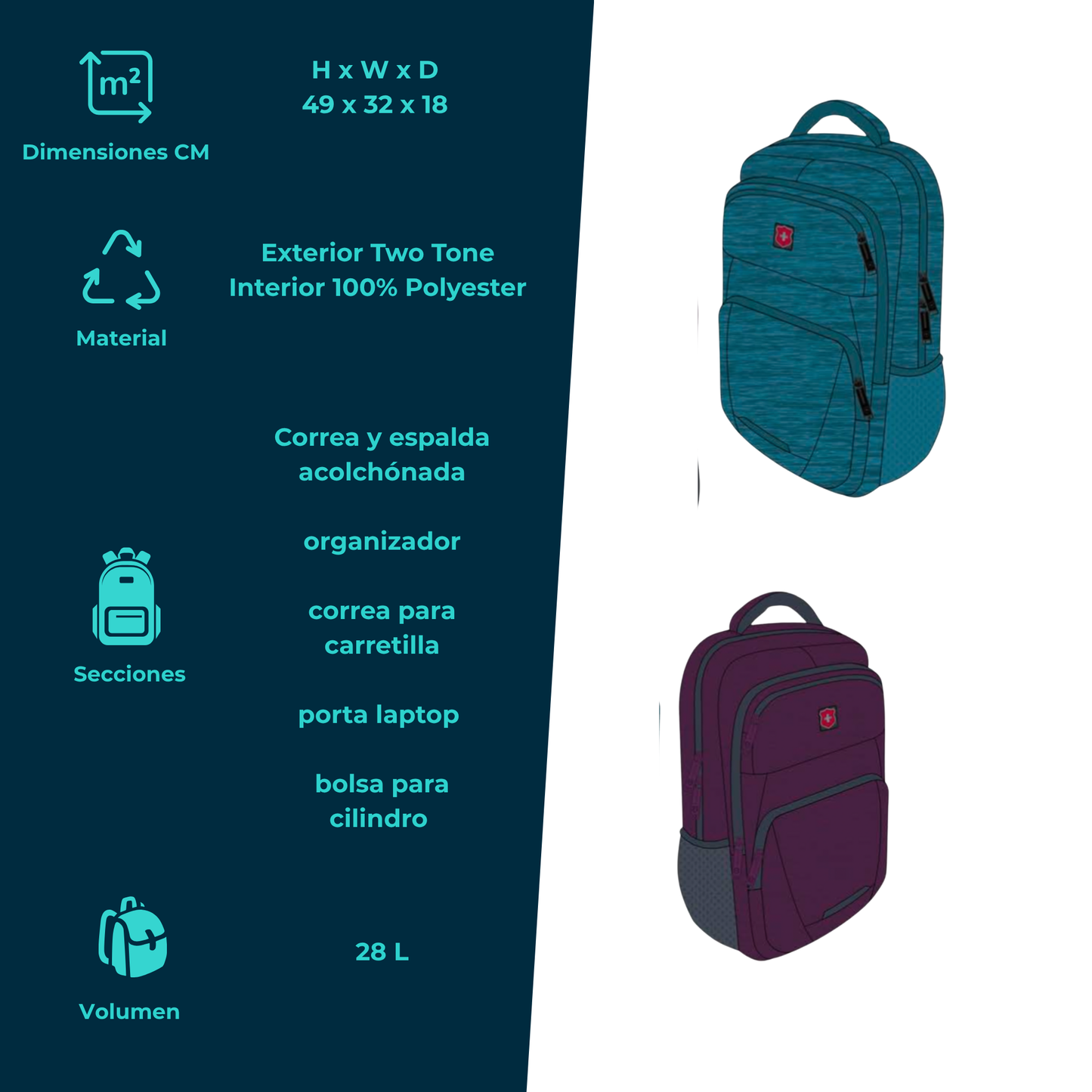 Mochila Royal Swiss con Porta Laptop y Espalda Acolchonada