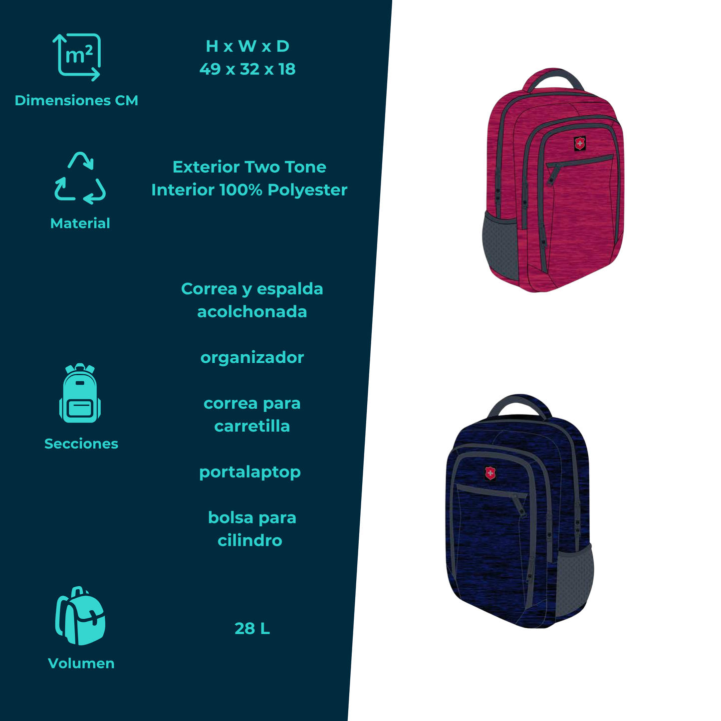 Mochila Escolar Royal Swiss con Porta Laptop