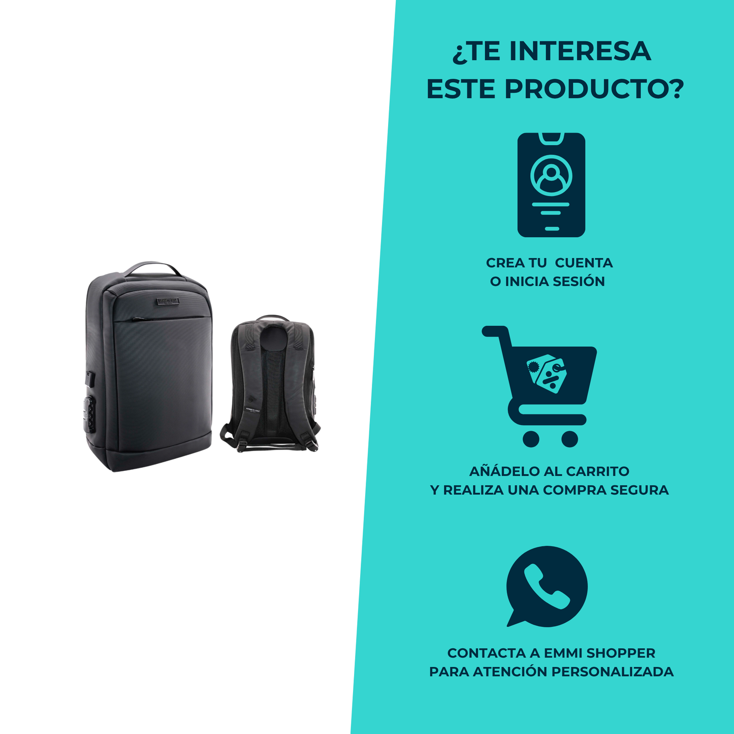 Mochila Kenneth Cole con Candado y Puerto USB