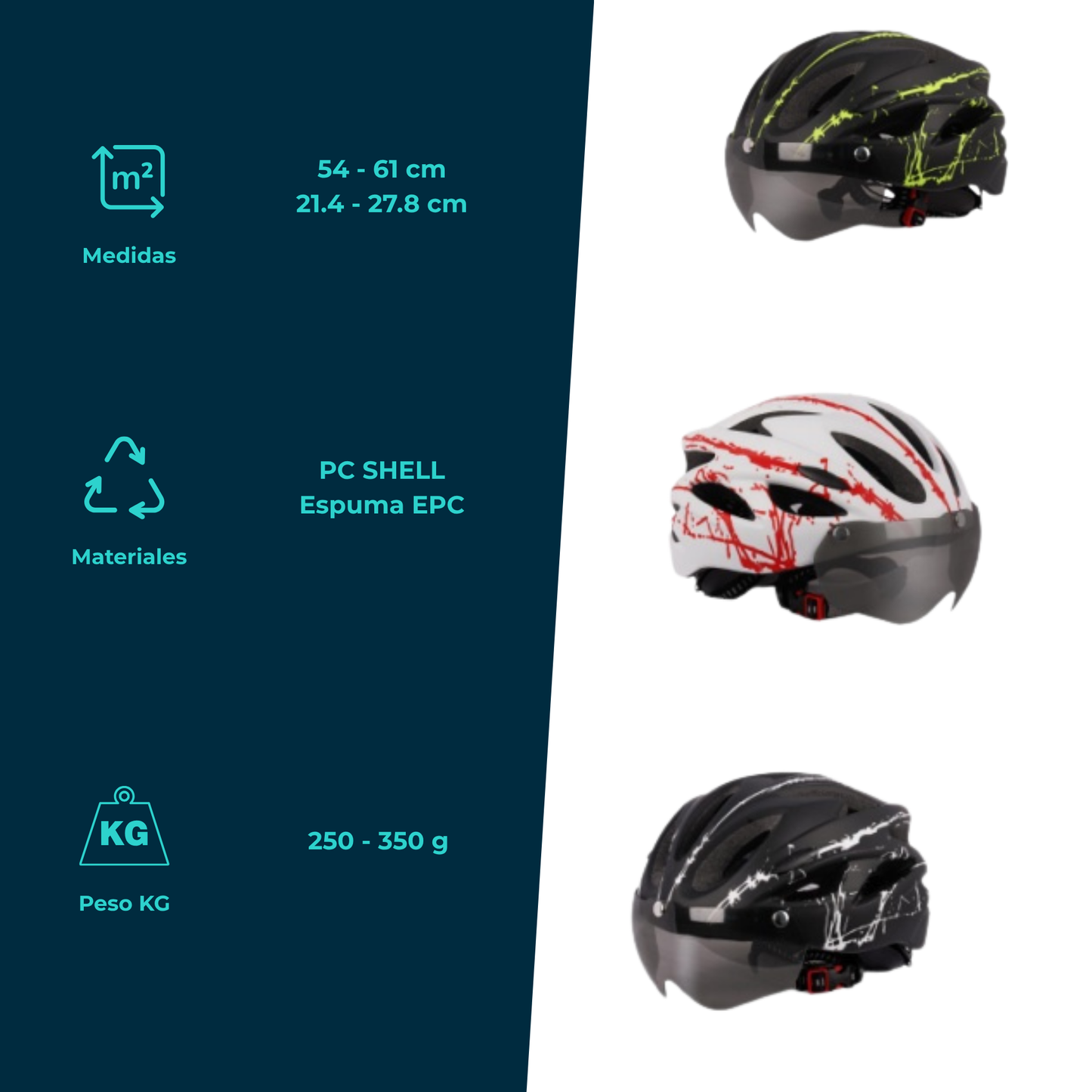 Casco de Bicicleta con Gafas Integradas y Visera Magnética