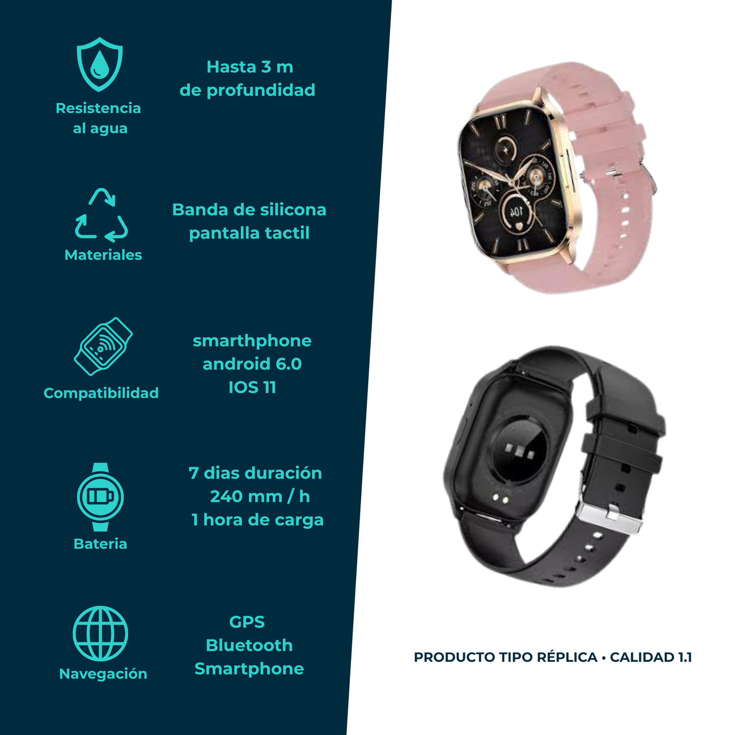 Smartwatch estilo G‑Tide S3 Pro Bluetooth y correas intercambiables