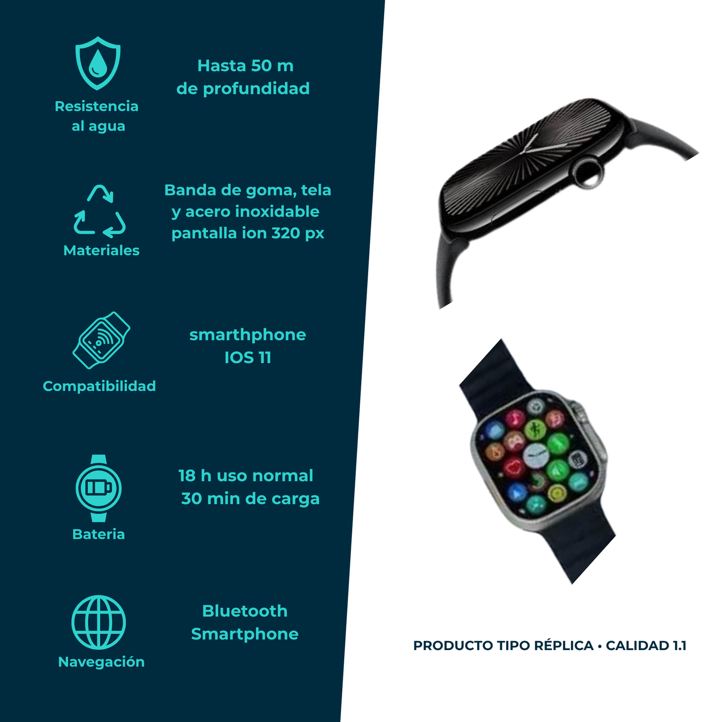 Smartwatch estilo Apple Serie 10 aislamiento de voz