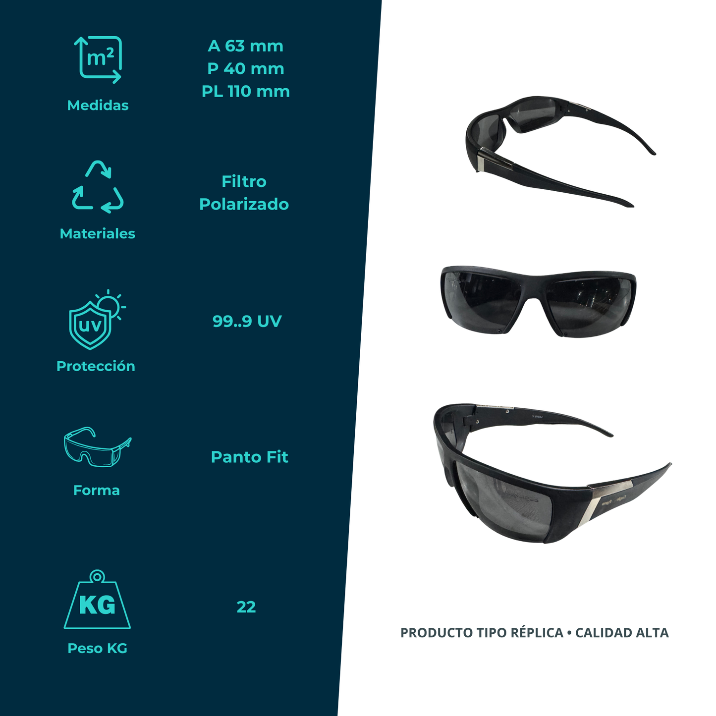 Gafas De Sol Estilo Fit Black Máxima Protección