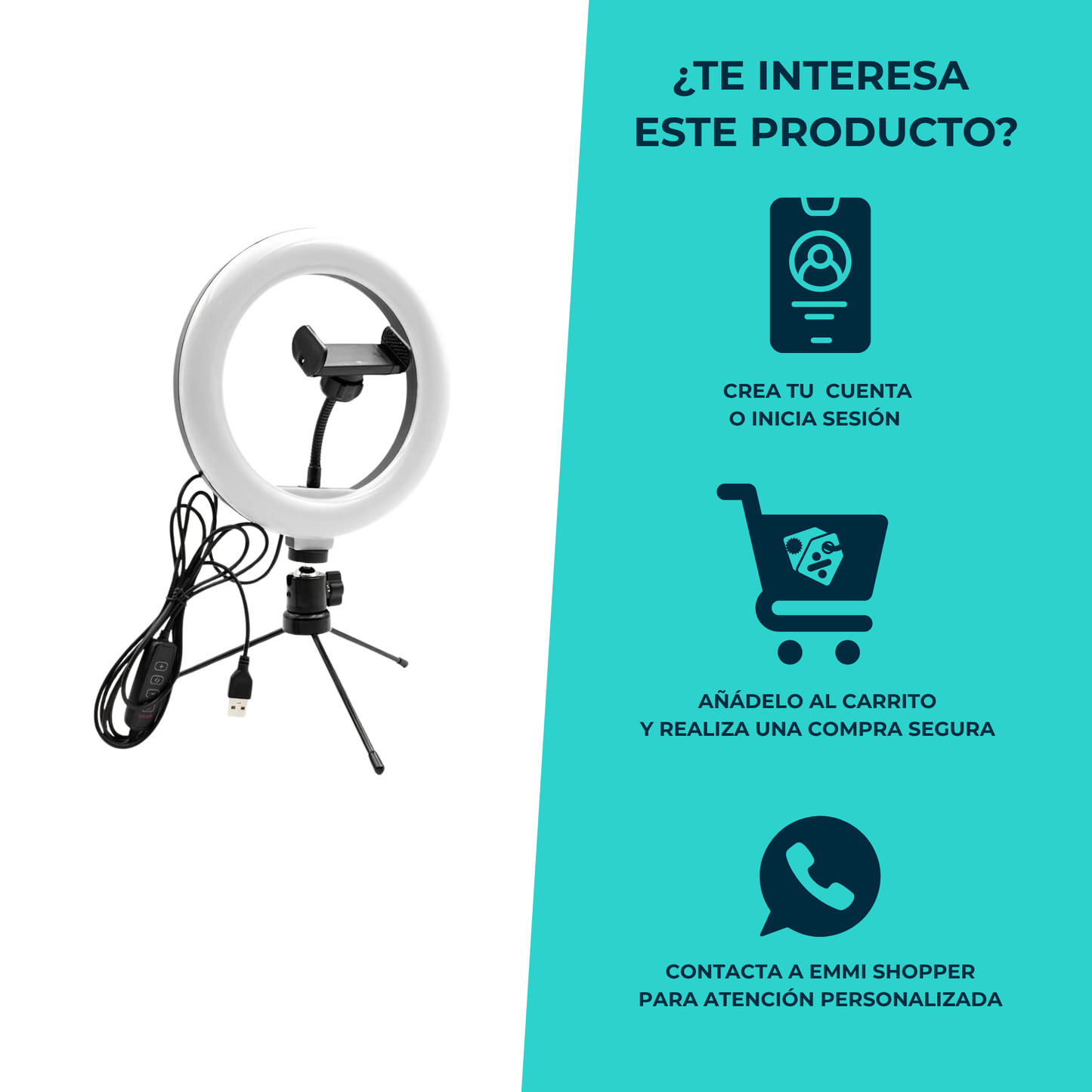 Aro de Luz LED 10” 12” y 14” con Tripié Profesional para Grabación y Streaming