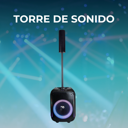 Torre de Sonido Bluetooth 100 W RMS Subwoofer 10″, Iluminación RGB