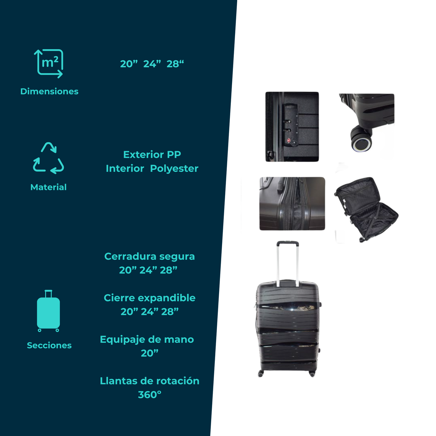 Maleta Rígida Kenneth Cole QUEENS Expandible con Ruedas 360°