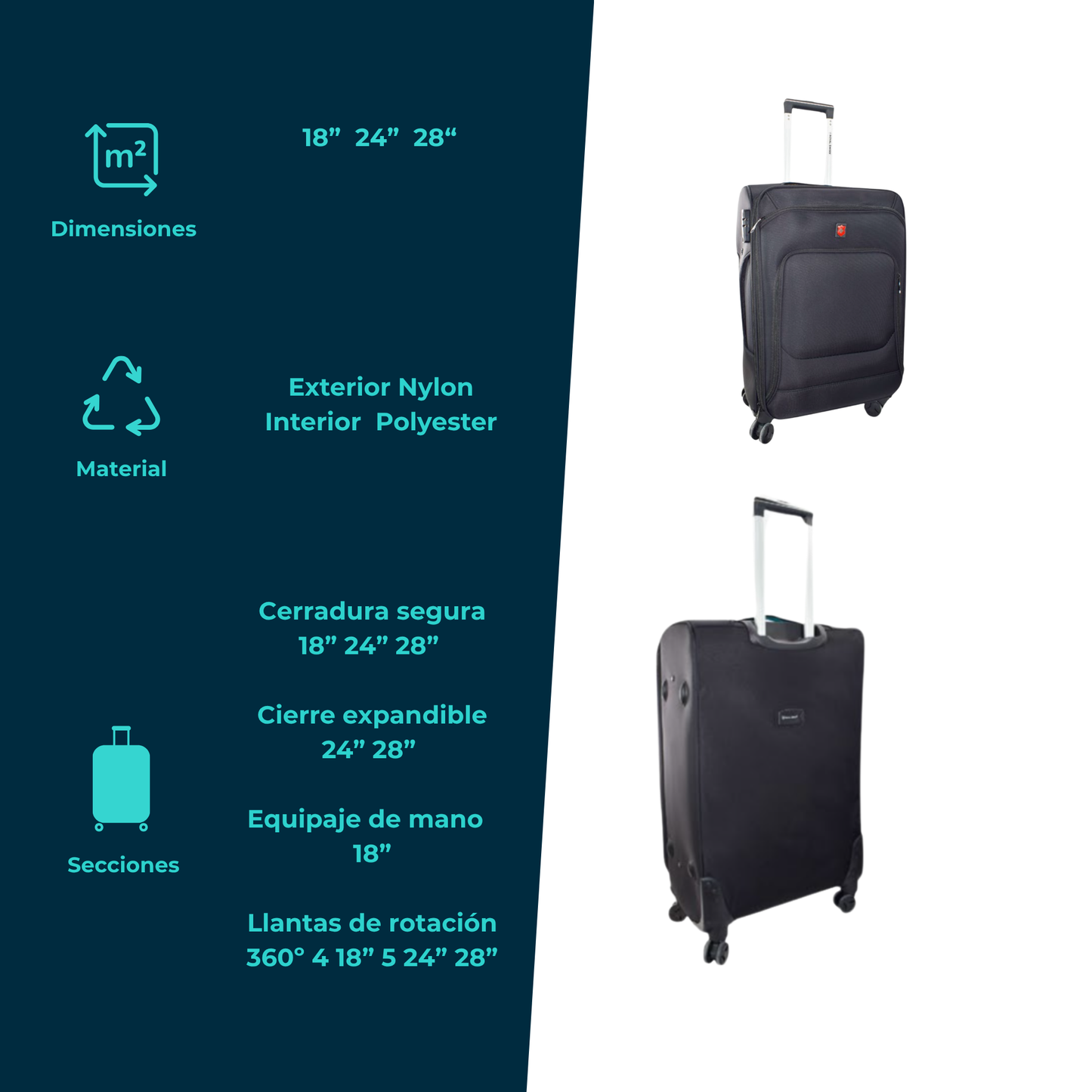 Maleta Suave Royal Swiss Interlaken 360° 18” / 20” / 24” / 28”