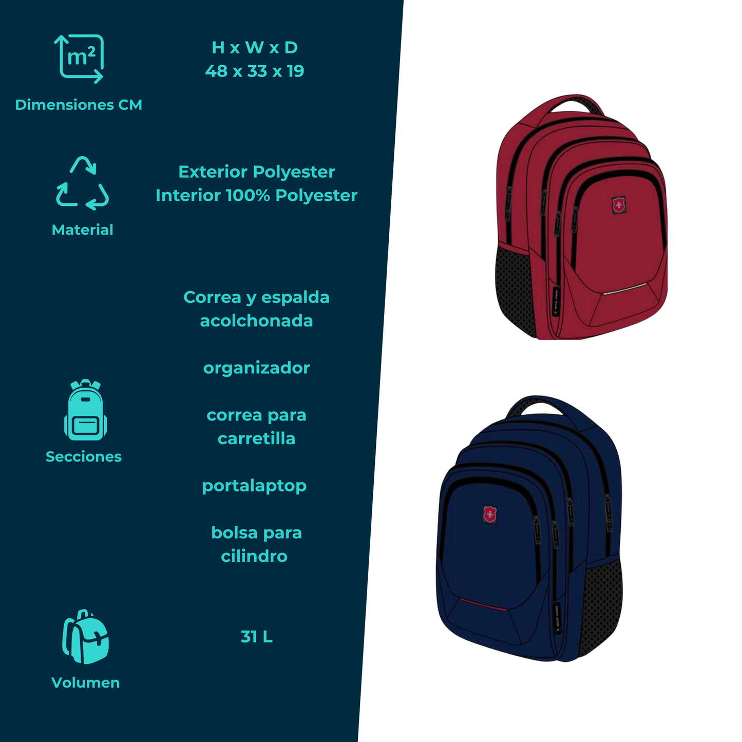Mochila Escolar Royal Swiss con Porta Laptop