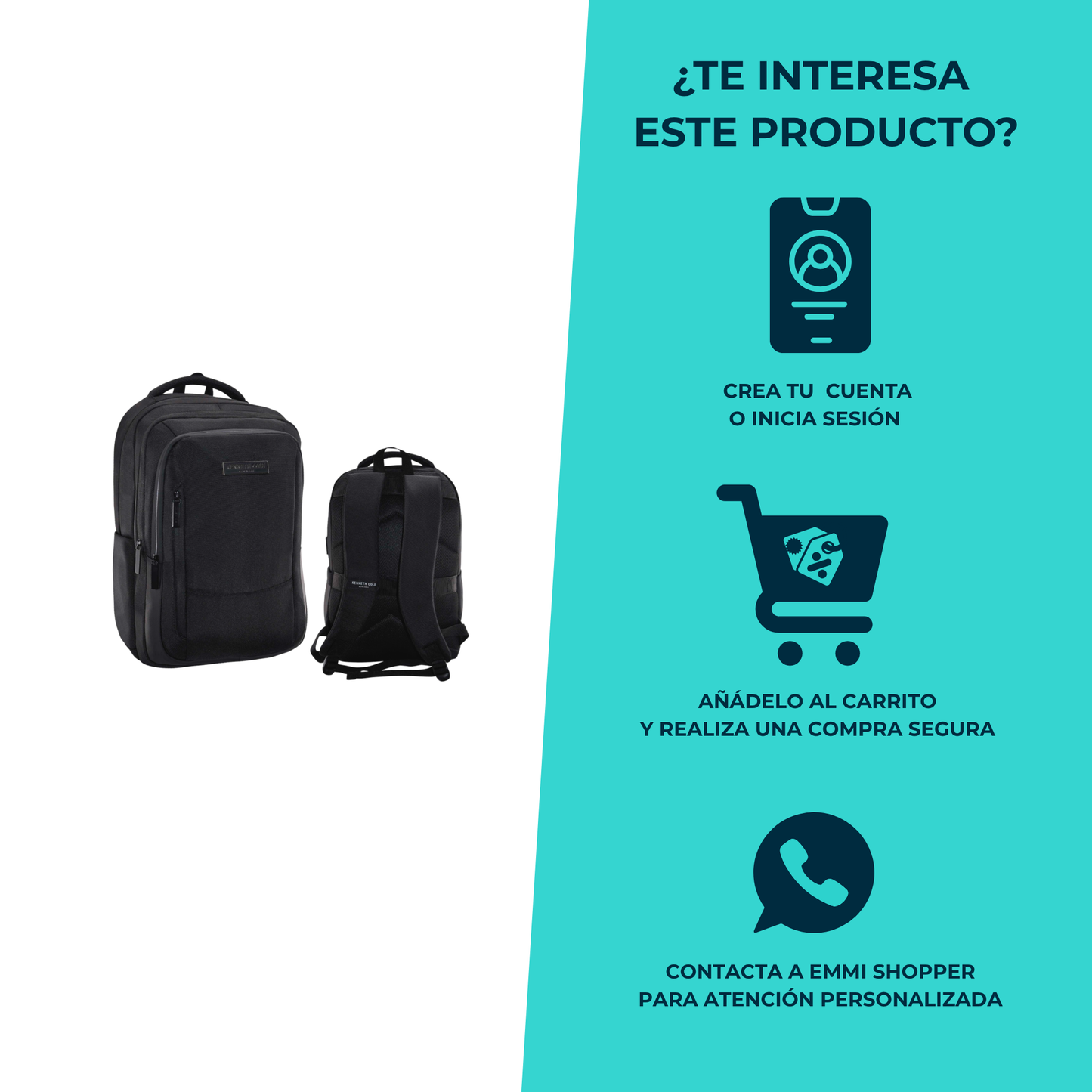 Mochila Kenneth Cole Negra con Puerto USB