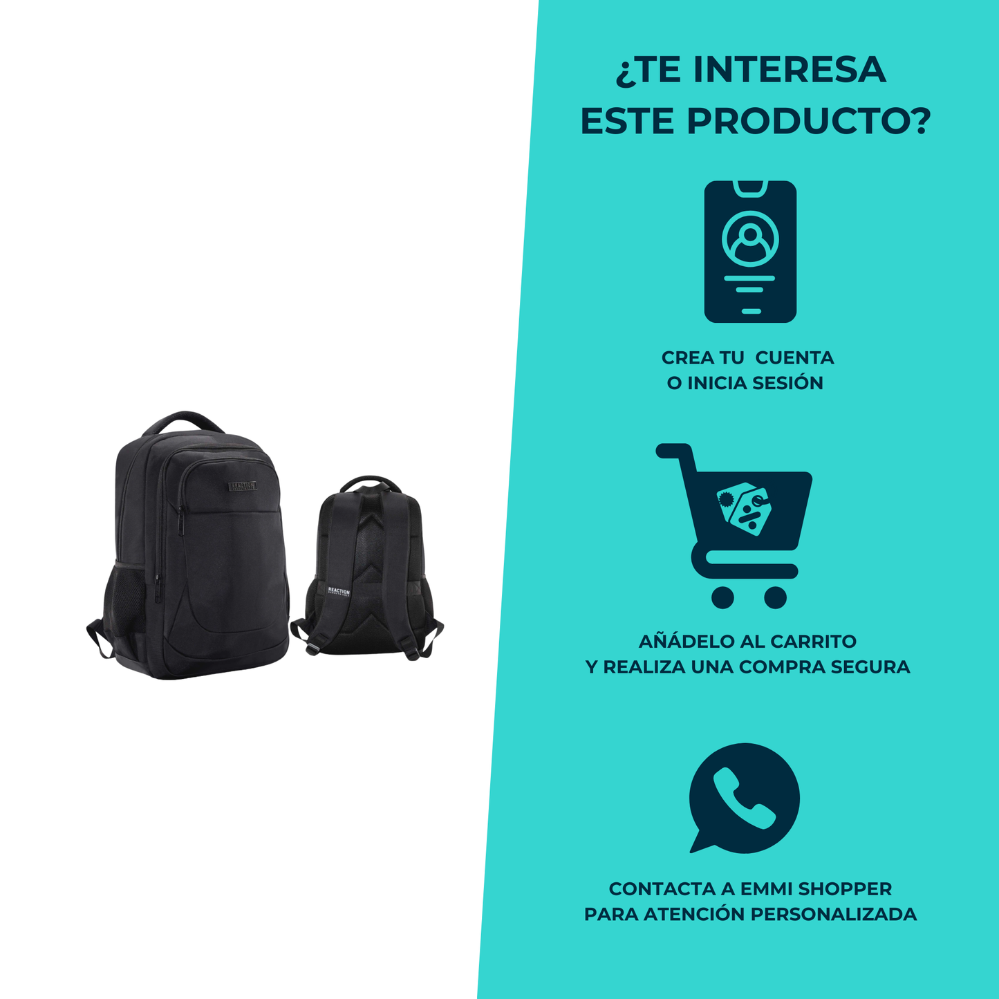 Mochila Reaction Kenneth Cole Negra 26L