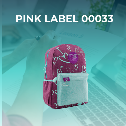 Mochila Escolar Pink Label Corazones Menta