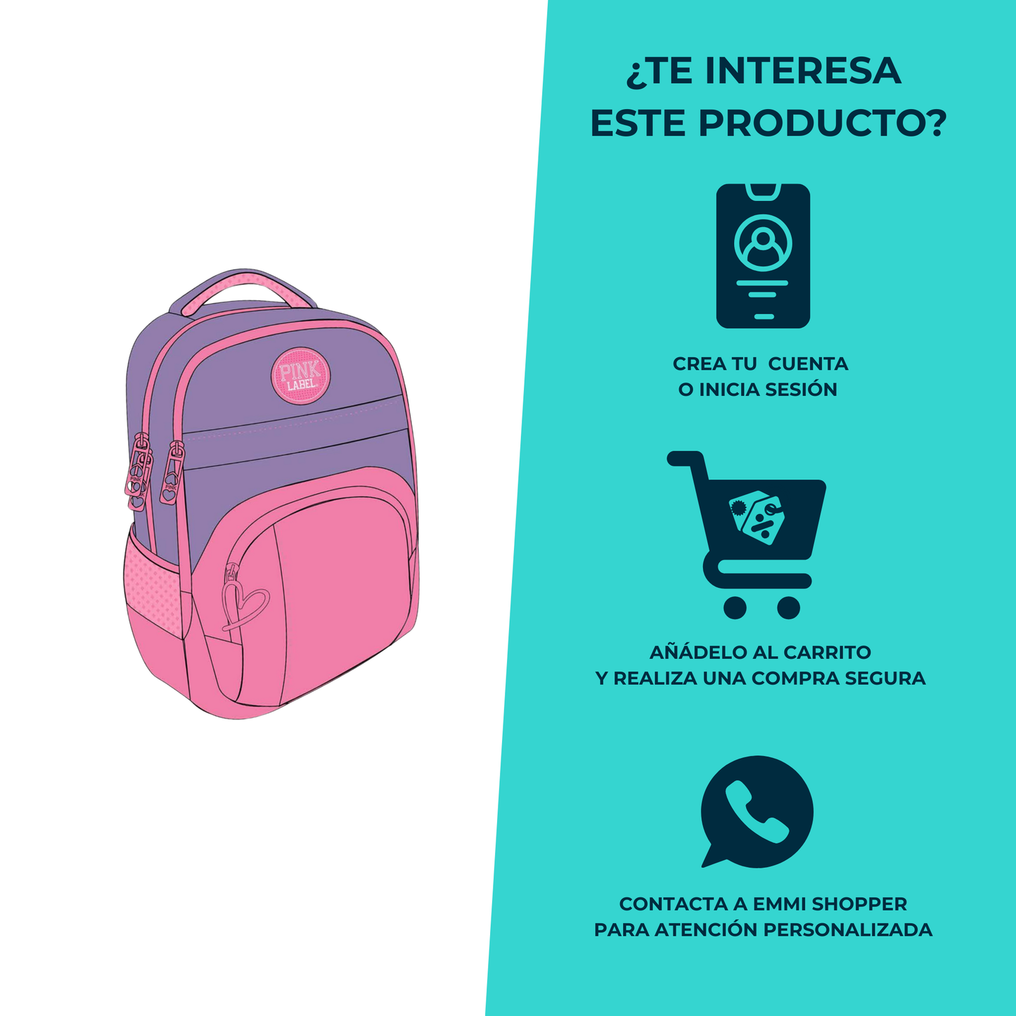 Mochila Original Pink Label para Niña en Colores Pastel