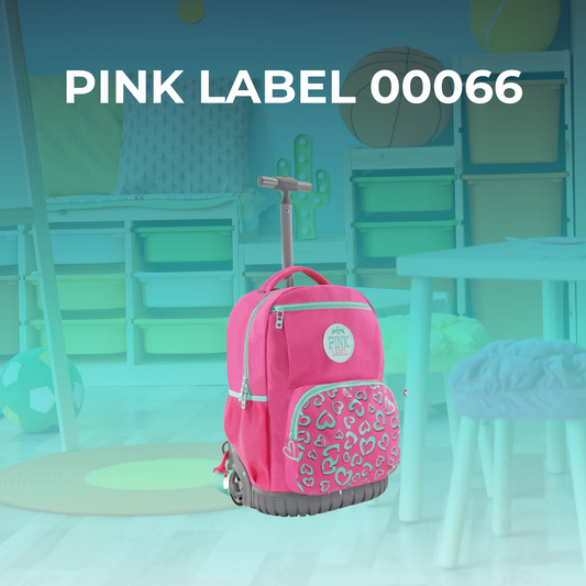 Mochila Escolar con Ruedas Pink LABEL Corazones